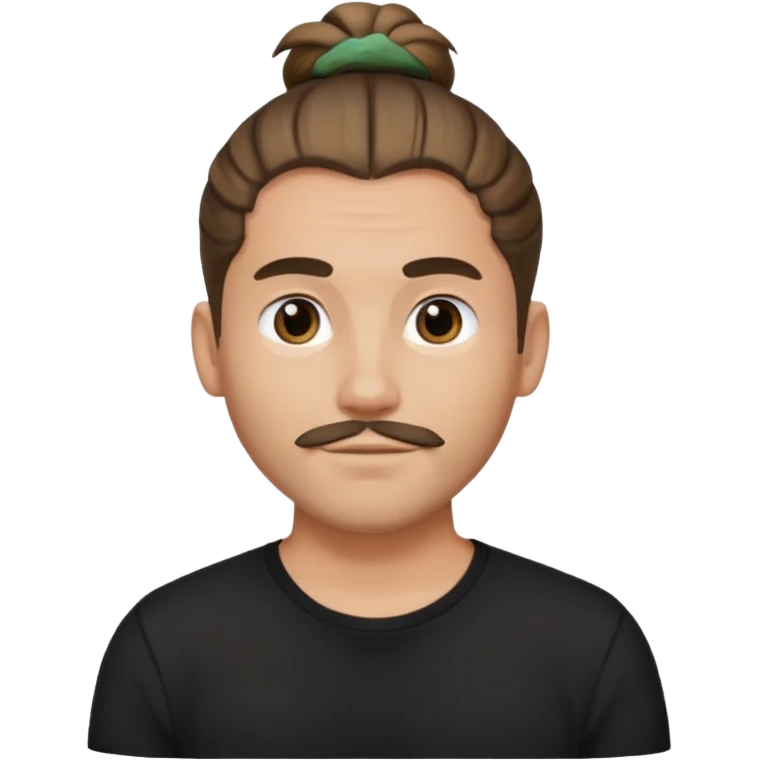 Guy with a black shirt and man bun hair emoji