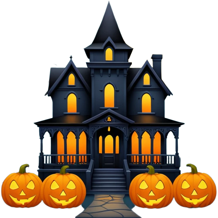 Victorian style home decorated for Halloween emoji