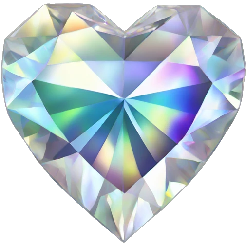 Heart shaped 56-carat iridescent diamond cluster emoji