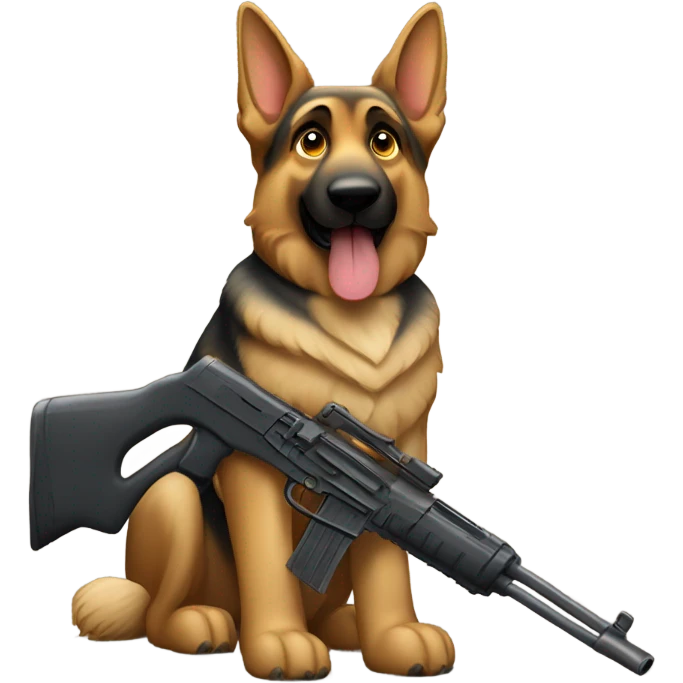 German Shepherd riding rifle  emoji