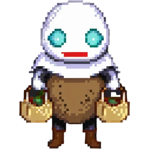 retro game horror character with stitched sack mask emoji