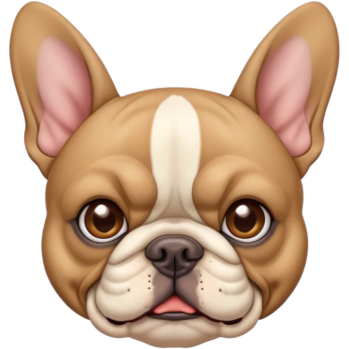 tan french bulldog head with bat ears and wrinkled face emoji