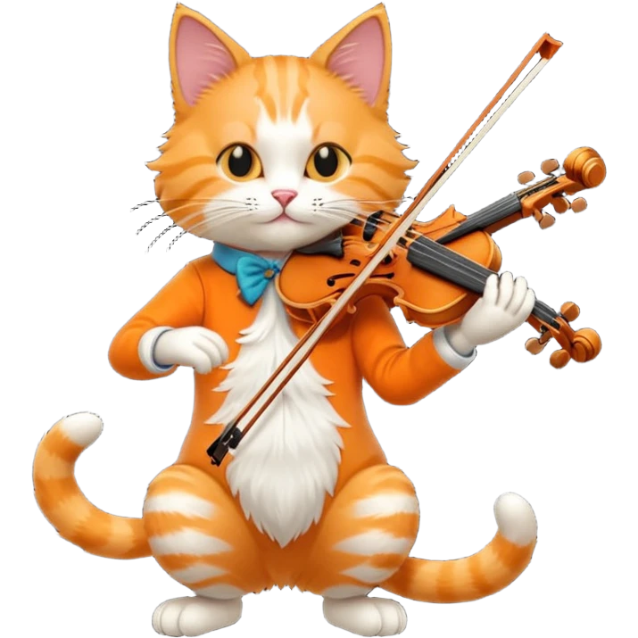cat play violin, long full body emoji