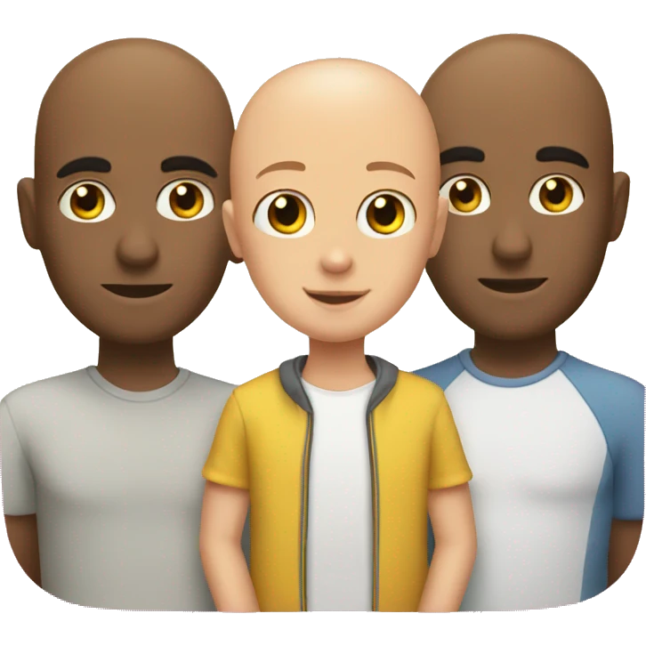 a man with a girl and 2 bald guys  emoji