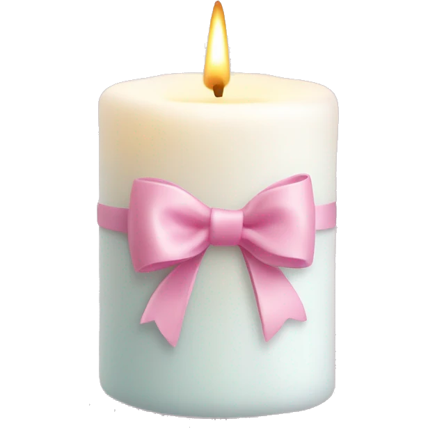 White candle with Pastell pink bow emoji