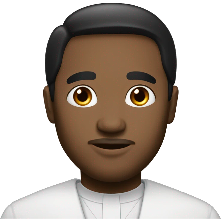 Christian clergyman with black hair, black eyes, emoji