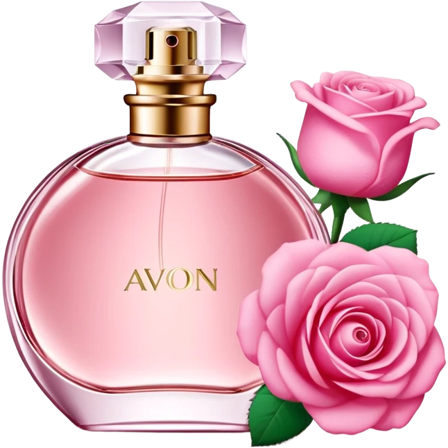 AVON women's perfume next to the bottle rose flower emoji