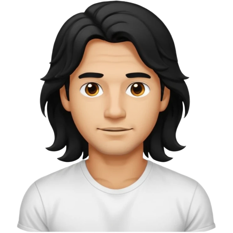 Männlich, lange gewellte schwarze Haare, Hautfarbe stark gebräunt emoji