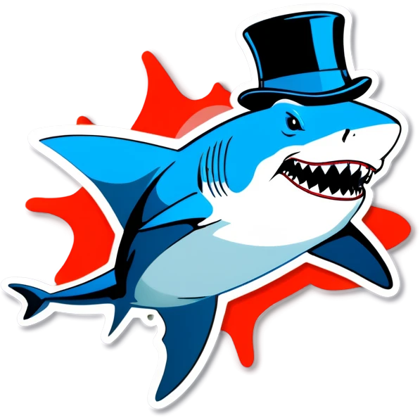 Shark with a top hat emoji