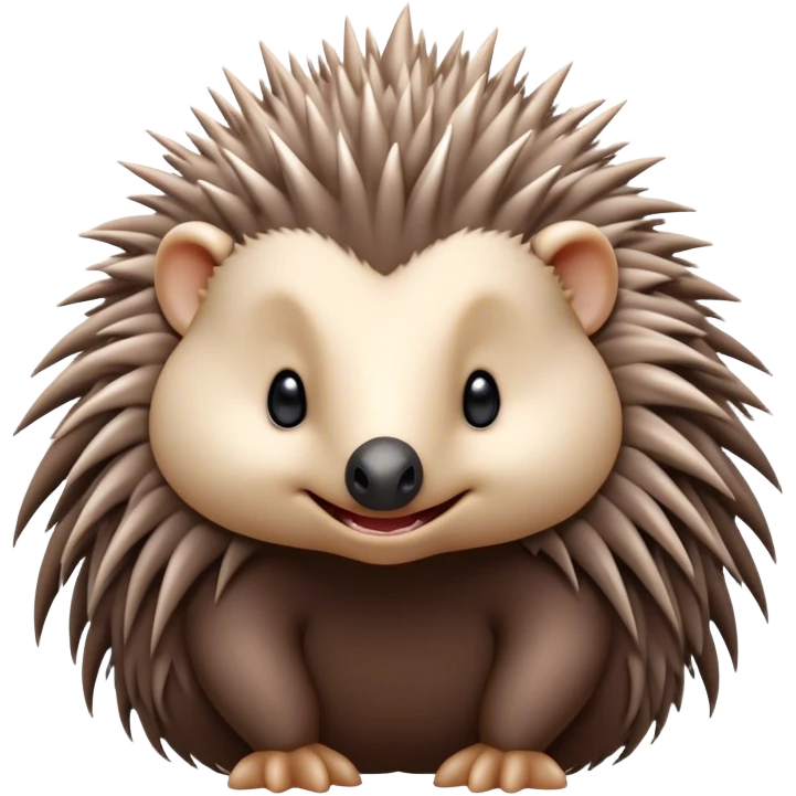 Cinematic Cute Echidna Portrait Emoji, Head tilted playfully and inquisitively, featuring a fuzzy, spiky fur with an adorably scrunched face and a cute, pointed snout, round, sparkling eyes filled with gentle curiosity, Simplified yet irresistibly adorable features, highly detailed, glowing with a warm, friendly glow, high shine, affectionate and quirky, stylized with a touch of natural whimsy, bright and endearing, soft glowing outline, capturing the essence of a mischievous yet loving echidna, so playful it feels like it could nuzzle out of the screen into your arms! emoji