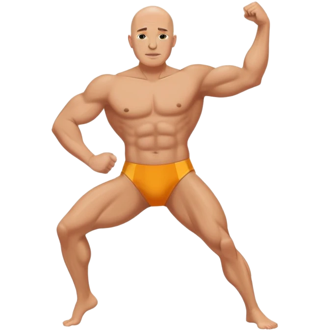Bald Man in speedo flexing his leg muscles emoji