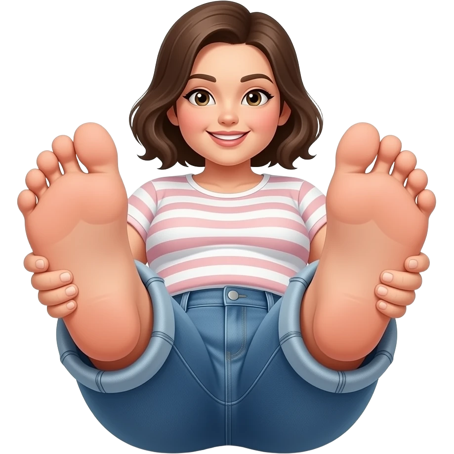 A giantess girl raises her feet emoji