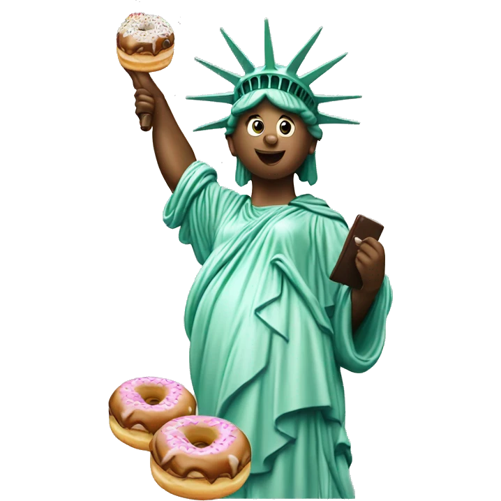 the statue of liberty is eating donuts  emoji