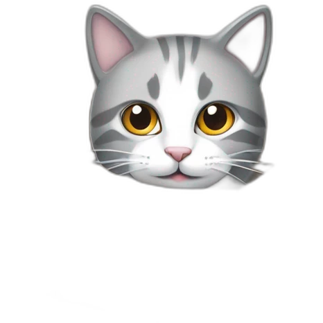 Gato gris y blanco asomando cabeza desde caja de carton emoji