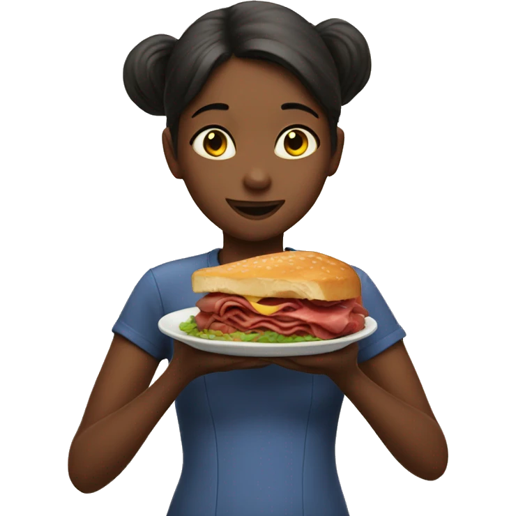 A girl eating meat emoji