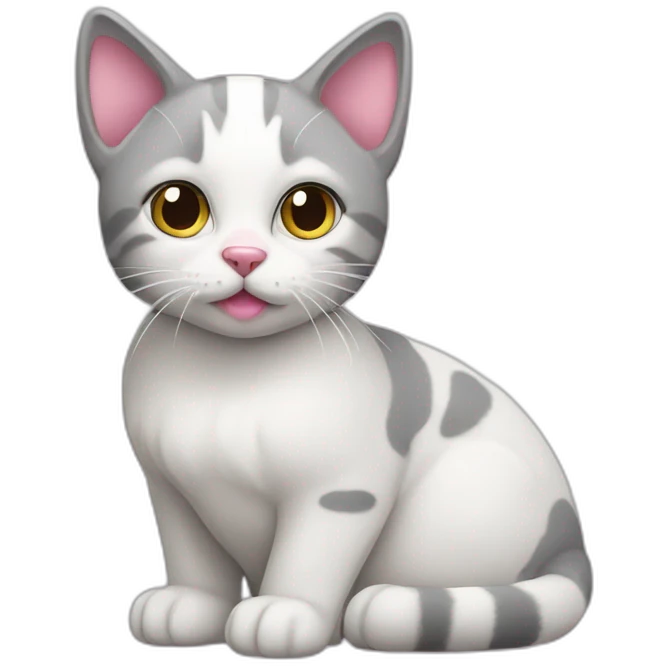 grey and white cat with pink nose emoji