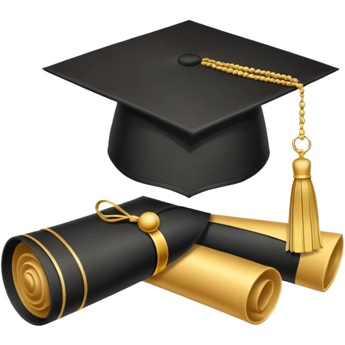 A graduation cap and diploma emoji
