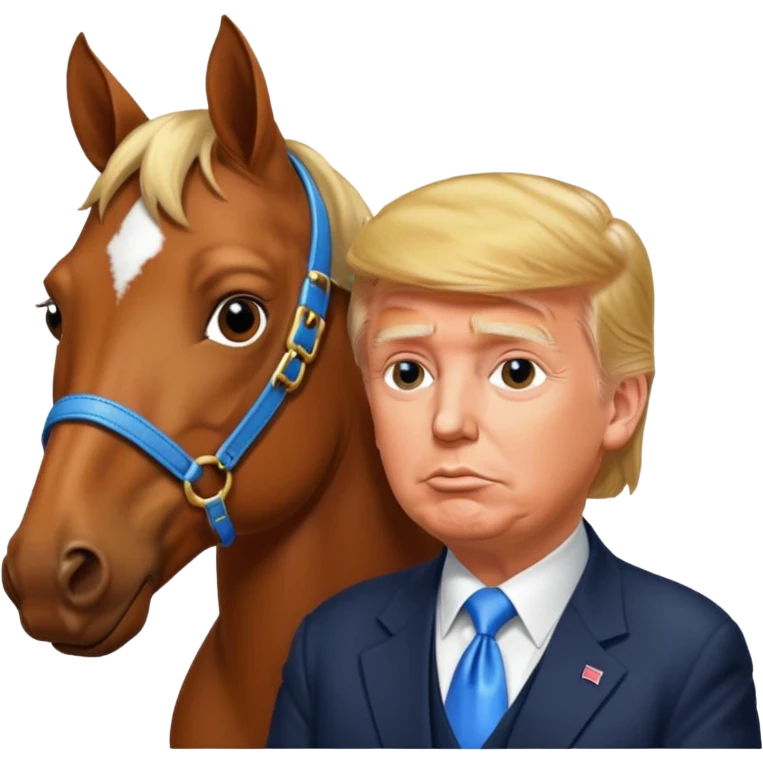 Donald trump kissing a horse named bubba ( the name bubba on its collar) emoji