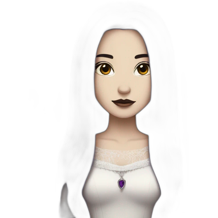 Queen white gothic girl long dark black and purple hair emoji