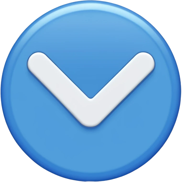 Blue circle with irregularities on it on it is boundaries and it should have a white tick no face emoji