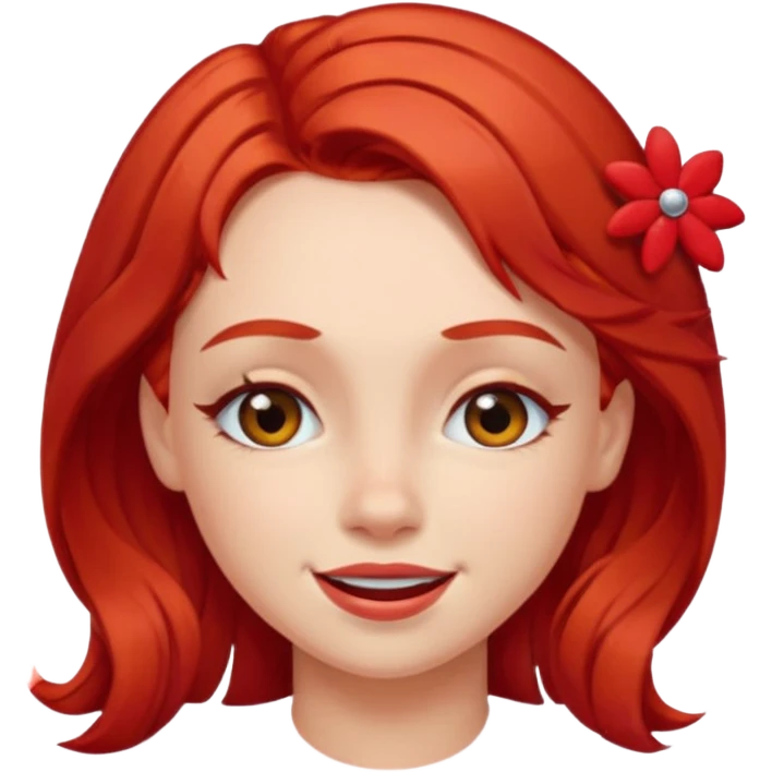winking girl with red hair clips emoji