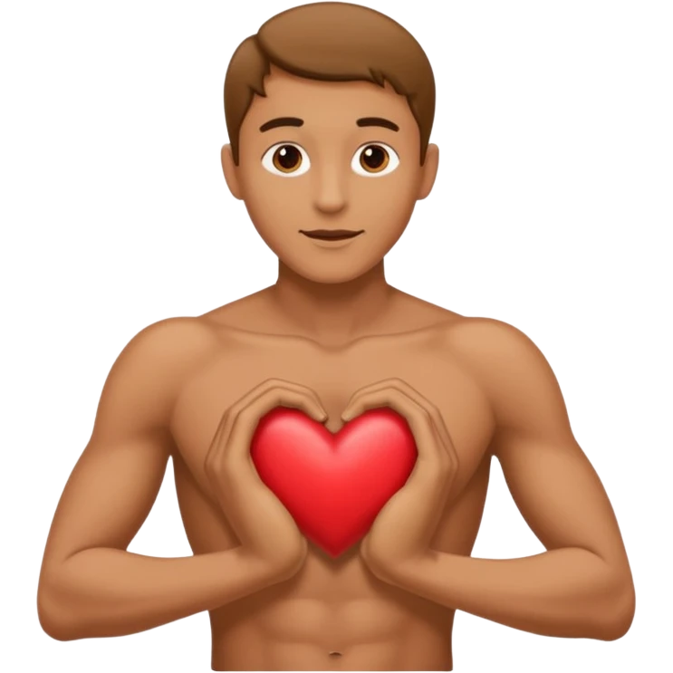 man with his body contorted into the shape of a heart emoji