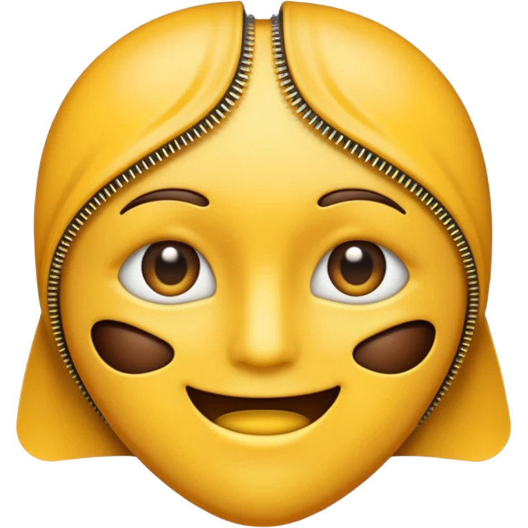 A zipper face. Half yellow half brown. No background. Make it look like an emoji emoji