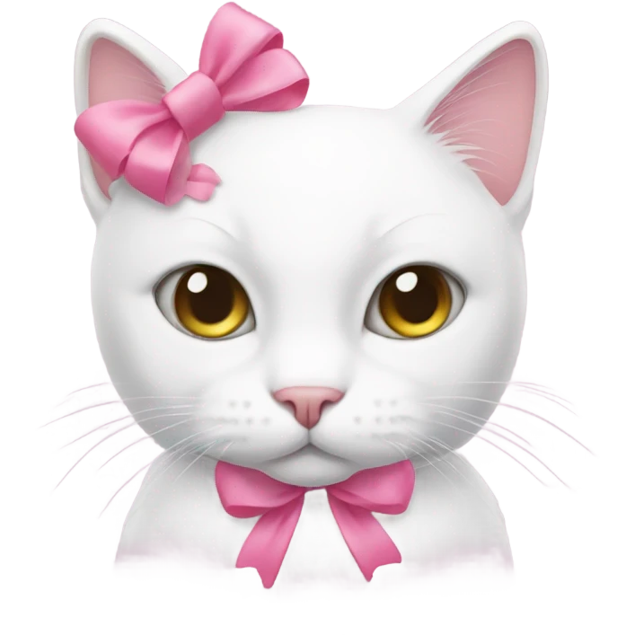 white cat with a pink bow emoji