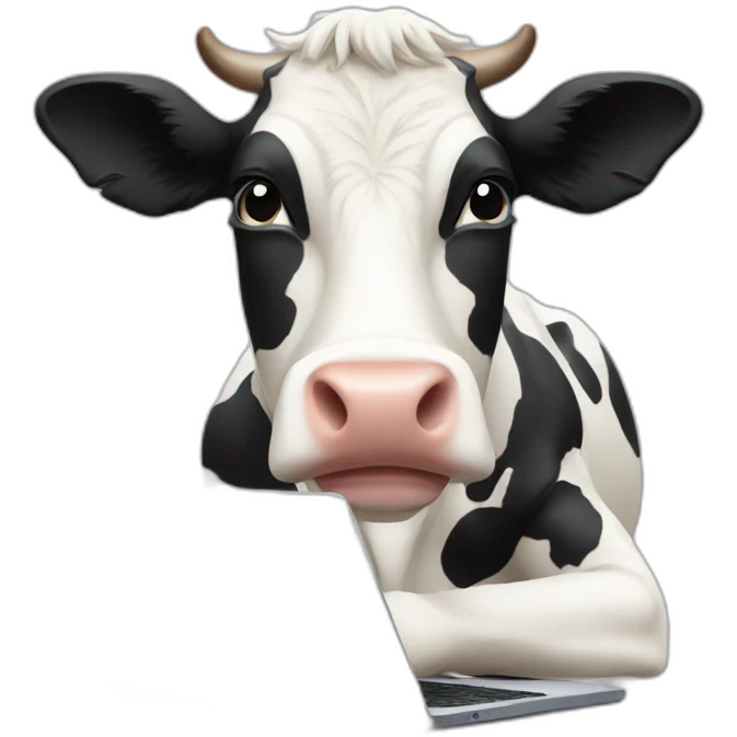 Cow looking at a laptop emoji
