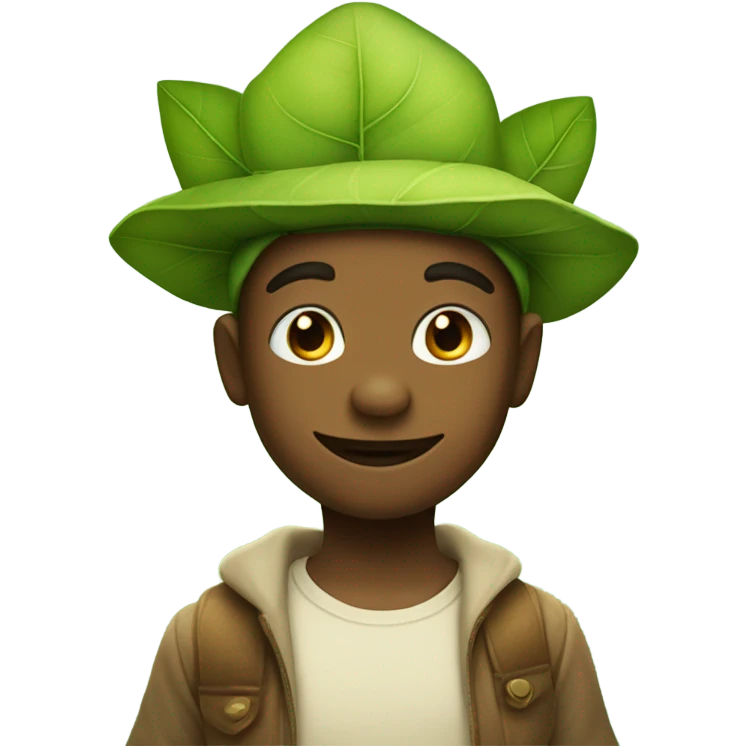 whimsical fairytale boy who is tiny and wearing a leaf hat emoji