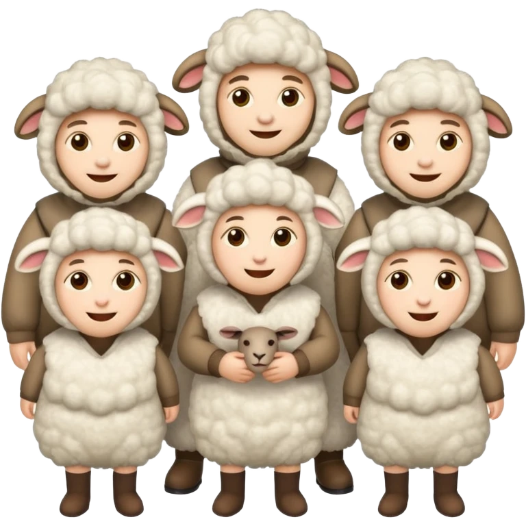 Quero 5 pessoas vestidas de ovelhas emoji