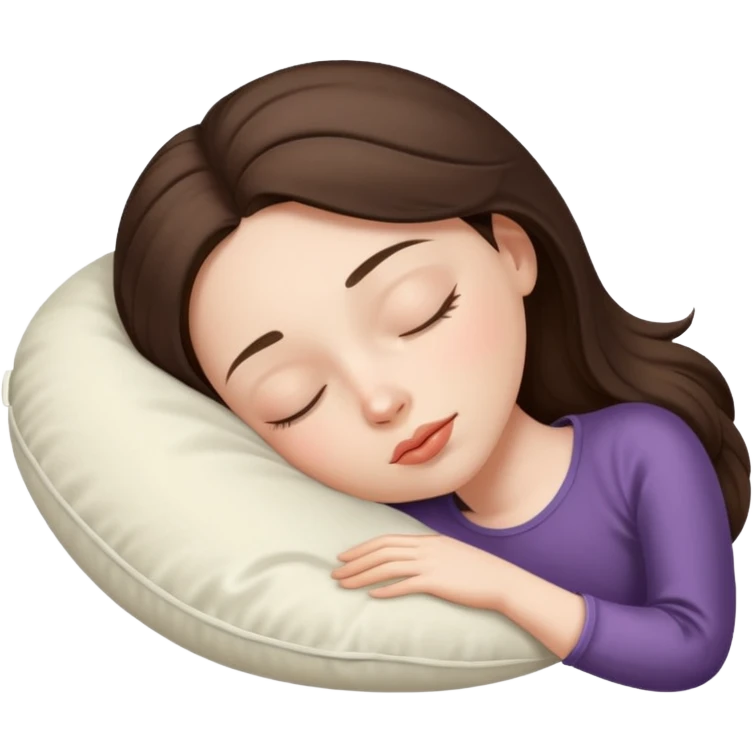 brunette white girl sleeping beauty silk pillow under head emoji