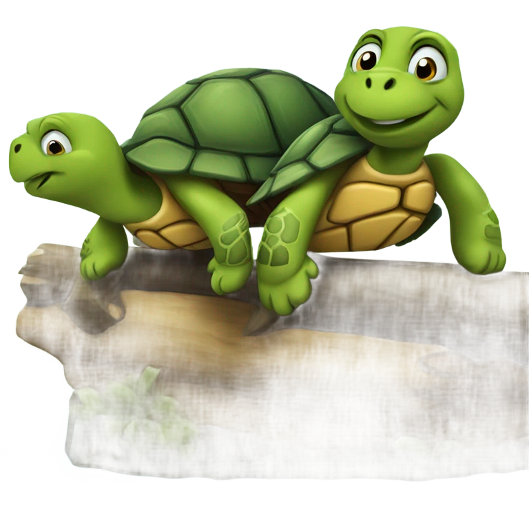 Two turtles on a log emoji