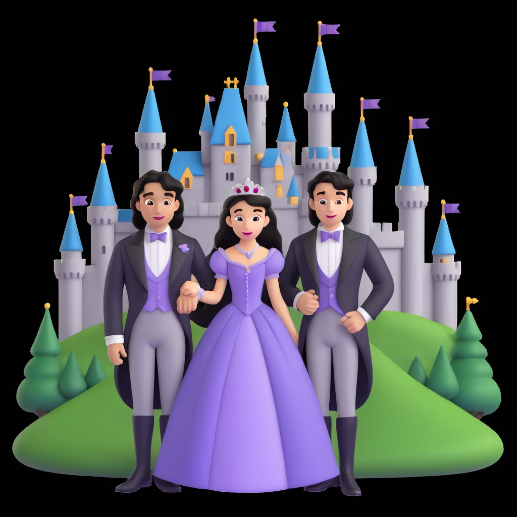 prince and princess Disney dress close up photo in castle background emoji