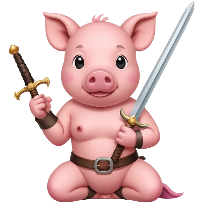 Pig on his knees with sword emoji