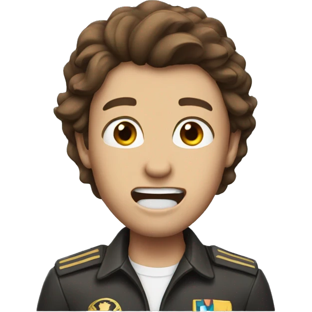 Pilot screaming brown hair emoji