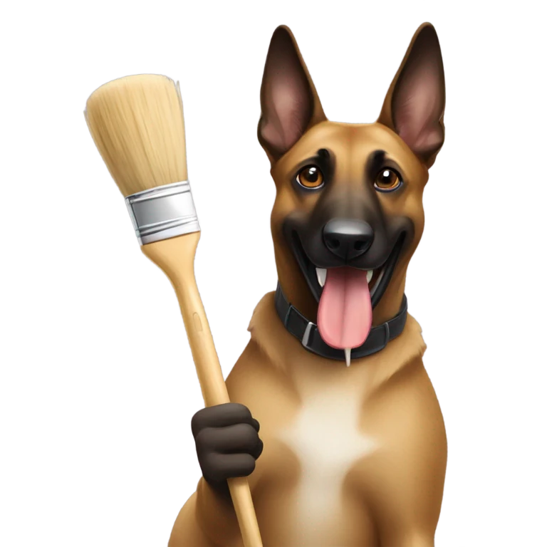 malinois holding a painting brush emoji