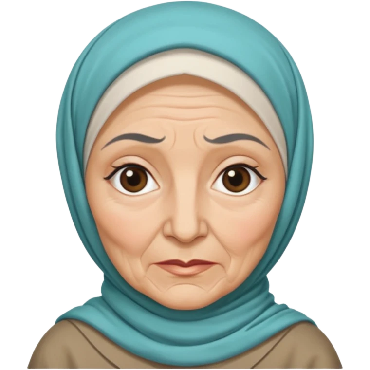 VERY OLD WHITE WOMAN HIJAB BLACK EYEBROWS emoji