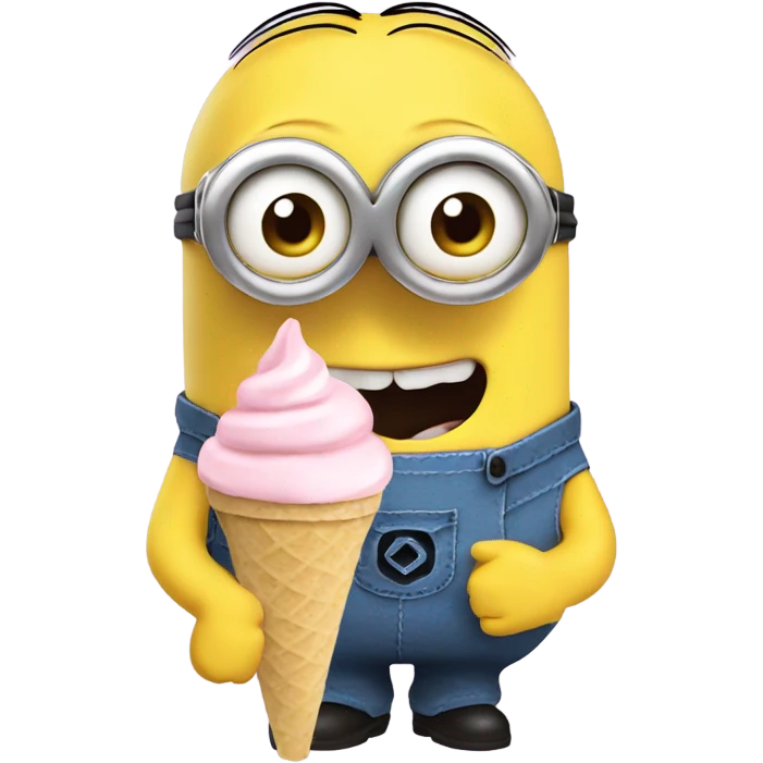 minion eating vanilla icecream cone emoji