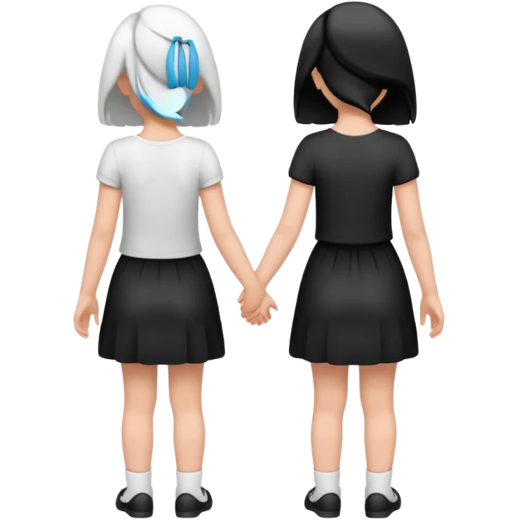 Black and white girl holding hands backs turned emoji