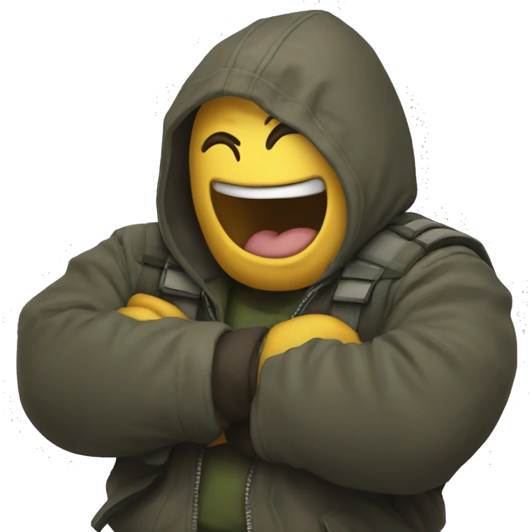 A character from the game STALKER laughs holding his belly with both hands emoji