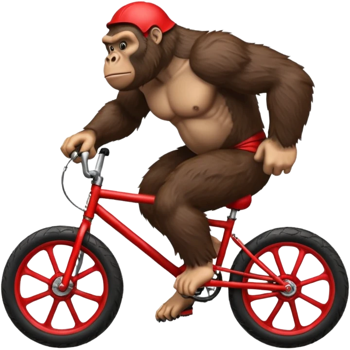 Gorilla wheeling a red BMX bike emoji