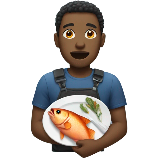 Black dude eating fish  emoji
