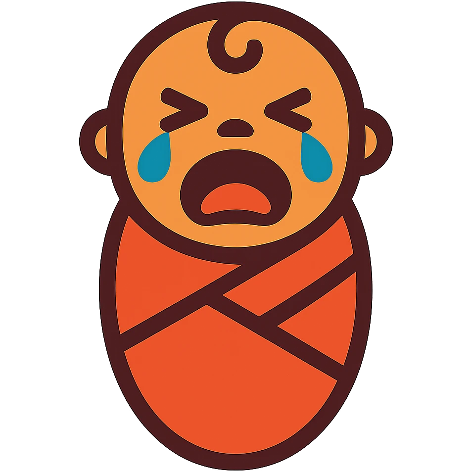 swaddled crying baby in vibrant toon style emoji