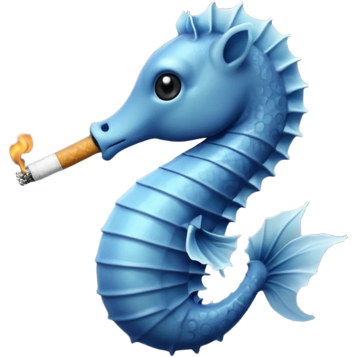 Seahorse with a cigarette and smoke coming out of its mouth  emoji