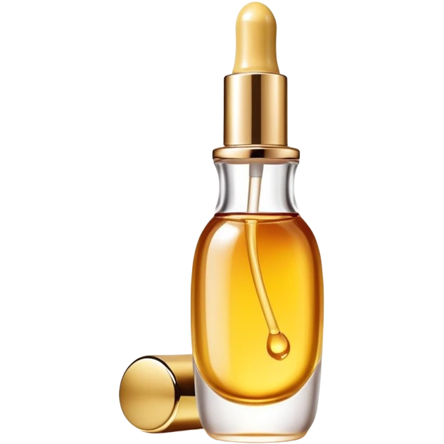 Gisou lip oil, small transparent bottle with gold cap, tinted lip gloss, honey-infused beauty product emoji
