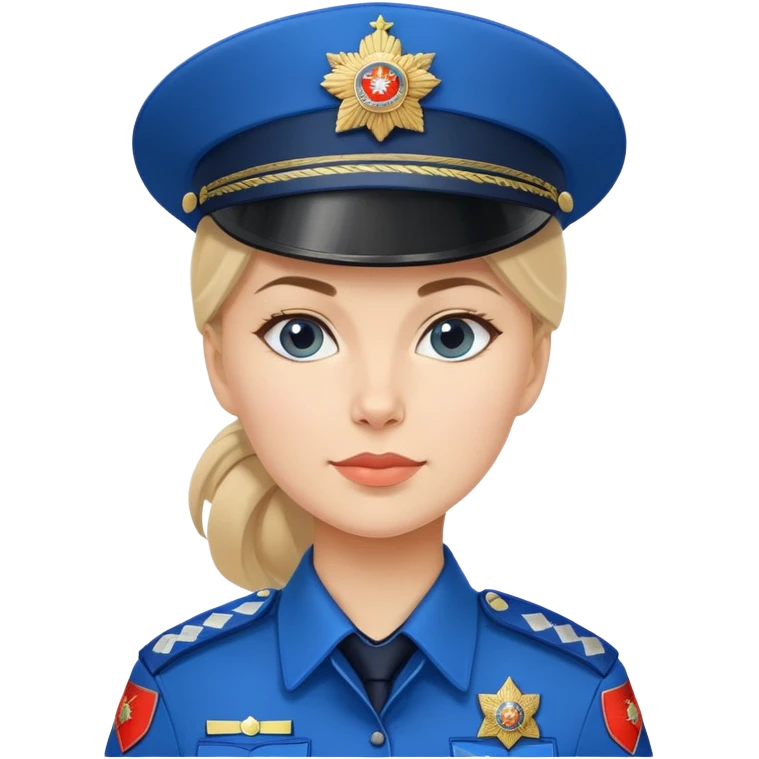 Female Russian police officer with traditional Russian police hat and blue uniform emoji