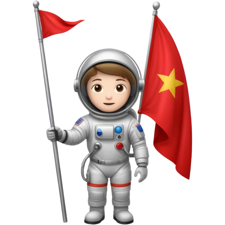 astronaut holding red flag emoji
