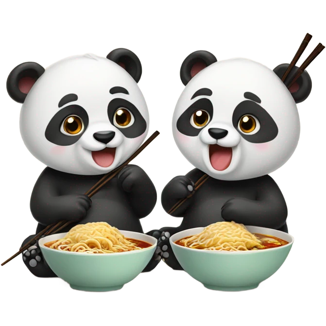 Two pandas eating ramen emoji