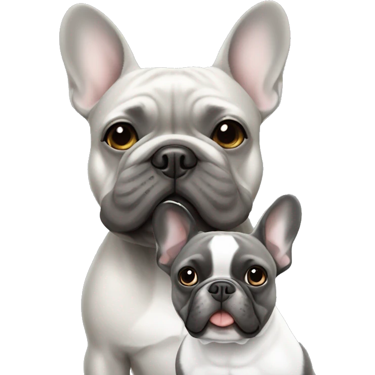 Gray French bulldog with girl emoji